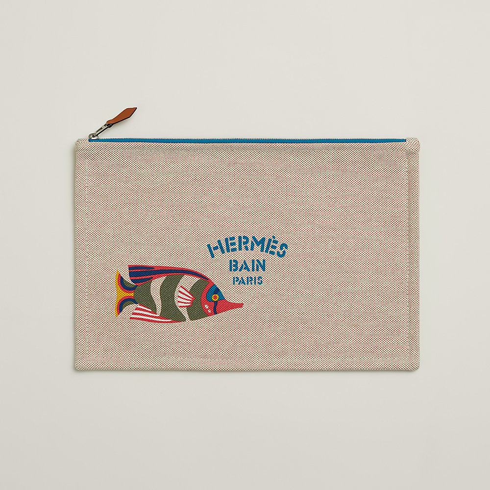 美しい魚柄HermesTraffic Jam ポーチ フラットポーチ 《トラフィック・ジャム》 プリント | Hermès